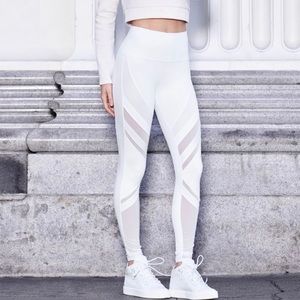 ALO Yoga White Mesh Panel Leggings